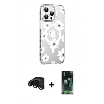 MARSİLYAN™- iPhone 15 Pro Max Kılıf Yörünge Işık Prime - Siyah 360 Mat Full Body Arka Koruyucu + Raze Metal Kamera Lens - SH