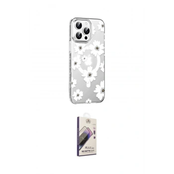 MARSİLYAN™- iPhone 15 Pro Max Kılıf Yörünge Işık Prime - Siyah Bilvis 3D Mat Cam Ekran Koruyucu