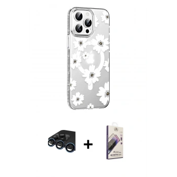 MARSİLYAN™- iPhone 15 Pro Max Kılıf Yörünge Işık Prime - Siyah Bilvis 3D Mat Cam Ekran Koruyucu + Raze Metal Kamera Lens - LT