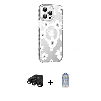 MARSİLYAN™- iPhone 15 Pro Max Kılıf Yörünge Işık Prime - Siyah Joko Magic 5D Cam + Raze Metal Kamera Lens - SH