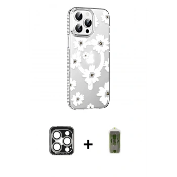 MARSİLYAN™- iPhone 15 Pro Max Kılıf Yörünge Işık Prime - Siyah Joko Magic 5D Hayalet Cam + PVD Metal Kamera Lens - GS