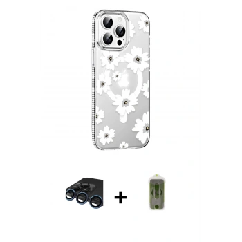 MARSİLYAN™- iPhone 15 Pro Max Kılıf Yörünge Işık Prime - Siyah Joko Magic 5D Hayalet Cam + Raze Metal Kamera Lens - LT
