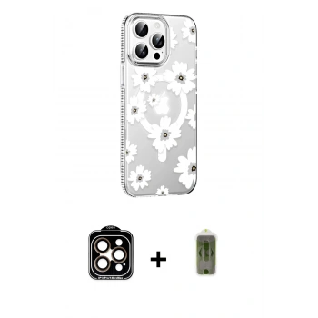 MARSİLYAN™- iPhone 15 Pro Max Kılıf Yörünge Işık Prime - Siyah Joko Magic 5D Hayalet Cam + PVD Metal Kamera Lens - TU