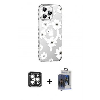 MARSİLYAN™- iPhone 15 Pro Max Kılıf Yörünge Işık Prime - Siyah Vanessa Magic Cam + PVD Metal Kamera Lens - GI