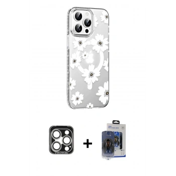 MARSİLYAN™- iPhone 15 Pro Max Kılıf Yörünge Işık Prime - Siyah Vanessa Magic Cam + PVD Metal Kamera Lens - GS