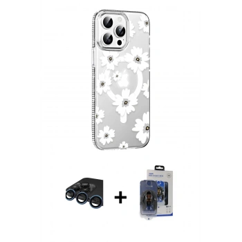 MARSİLYAN™- iPhone 15 Pro Max Kılıf Yörünge Işık Prime - Siyah Vanessa Magic Cam + Raze Metal Kamera Lens - LT