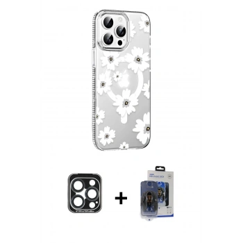 MARSİLYAN™- iPhone 15 Pro Max Kılıf Yörünge Işık Prime - Siyah Vanessa Magic Cam + PVD Metal Kamera Lens - LT