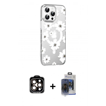 MARSİLYAN™- iPhone 15 Pro Max Kılıf Yörünge Işık Prime - Siyah Vanessa Magic Cam + PVD Metal Kamera Lens - TU