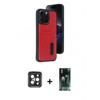 MARSİLYAN™- iPhone 15 Pro Max Kılıf Yörünge Işık Serisi - Siyah 360 Mat Full Body Arka Koruyucu + PVD Metal Kamera Lens - SH