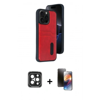 MARSİLYAN™- iPhone 15 Pro Max Kılıf Yörünge Işık Serisi - Siyah 3D Antistatik Mat Seramik Nano Ekran Koruyucu + PVD Metal Kamera Lens - SH