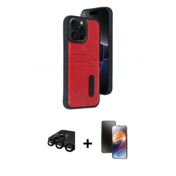 MARSİLYAN™- iPhone 15 Pro Max Kılıf Yörünge Işık Serisi - Siyah 3D Antistatik Mat Seramik Nano Ekran Koruyucu + Raze Metal Kamera Lens - SH