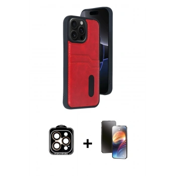 MARSİLYAN™- iPhone 15 Pro Max Kılıf Yörünge Işık Serisi - Siyah 3D Antistatik Mat Seramik Nano Ekran Koruyucu + PVD Metal Kamera Lens - TU