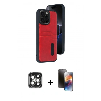 MARSİLYAN™- iPhone 15 Pro Max Kılıf Yörünge Işık Serisi - Siyah 3D Antistatik Mat Seramik Nano Ekran Koruyucu + PVD Metal Kamera Lens - GI