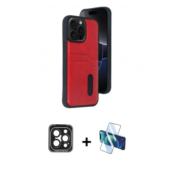 MARSİLYAN™- iPhone 15 Pro Max Kılıf Yörünge Işık Serisi - Siyah 3D Antistatik Seramik Nano Ekran Koruyucu + PVD Metal Kamera Lens - SH