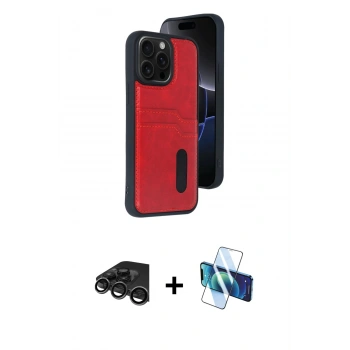 MARSİLYAN™- iPhone 15 Pro Max Kılıf Yörünge Işık Serisi - Siyah 3D Antistatik Seramik Nano Ekran Koruyucu + Raze Metal Kamera Lens - TMGI
