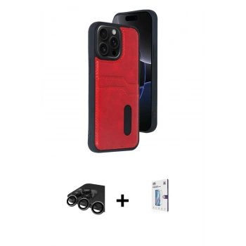 MARSİLYAN™- iPhone 15 Pro Max Kılıf Yörünge Işık Serisi - Siyah Bilvis 0.18mm Plus Cam Ekran Koruyucu + Raze Metal Kamera Lens - TMGI