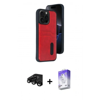 MARSİLYAN™- iPhone 15 Pro Max Kılıf Yörünge Işık Serisi - Siyah Bilvis 5in1 3D Magic Cam Ekran Koruyucu + Raze Metal Kamera Lens - SH