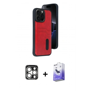 MARSİLYAN™- iPhone 15 Pro Max Kılıf Yörünge Işık Serisi - Siyah Bilvis 5in1 5D Magic Hayalet Cam Ekran Koruyucu + PVD Metal Kamera Lens - GS