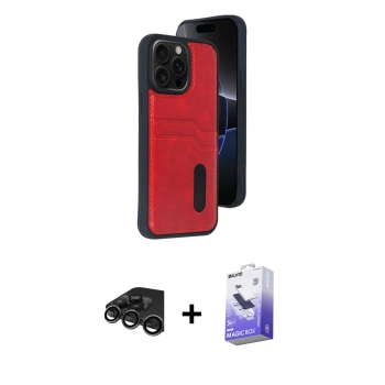 MARSİLYAN™- iPhone 15 Pro Max Kılıf Yörünge Işık Serisi - Siyah Bilvis 5in1 5D Magic Hayalet Cam Ekran Koruyucu + Raze Metal Kamera Lens - TMGI
