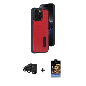 MARSİLYAN™- iPhone 15 Pro Max Kılıf Yörünge Işık Serisi - Siyah Buffer Hayalet Cam Ekran Koruyucu + Raze Metal Kamera Lens - SH