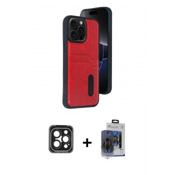 MARSİLYAN™- iPhone 15 Pro Max Kılıf Yörünge Işık Serisi - Siyah Vanessa Magic Cam + PVD Metal Kamera Lens - SH