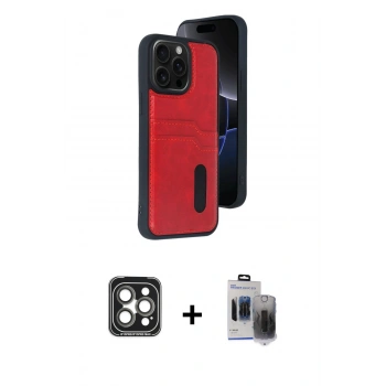MARSİLYAN™- iPhone 15 Pro Max Kılıf Yörünge Işık Serisi - Siyah Vanessa Magic Hayalet Cam + PVD Metal Kamera Lens - GI