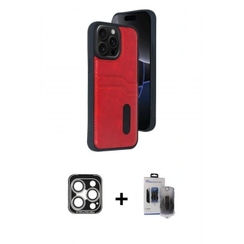 MARSİLYAN™- iPhone 15 Pro Max Kılıf Yörünge Işık Serisi - Siyah Vanessa Magic Hayalet Cam + PVD Metal Kamera Lens - GS