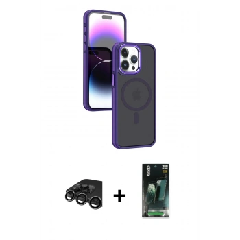 MARSİLYAN™- iPhone 15 Pro Max Kılıf Yörünge Klasik - Şeffaf 360 Full Body Arka Koruyucu + Raze Metal Kamera Lens - TMGI