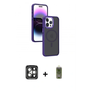 MARSİLYAN™- iPhone 15 Pro Max Kılıf Yörünge Klasik - Siyah Joko Magic 5D Hayalet Cam + PVD Metal Kamera Lens - GI