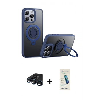 MARSİLYAN™- iPhone 15 Pro Max Kılıf Zirve Çizgi Prime - Şeffaf Pasifik Cam Ekran Koruyucu + Raze Metal Kamera Lens - LT