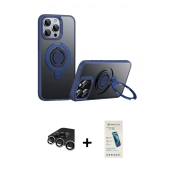 MARSİLYAN™- iPhone 15 Pro Max Kılıf Zirve Çizgi Prime - Şeffaf Pasifik Cam Ekran Koruyucu + Raze Metal Kamera Lens - GS