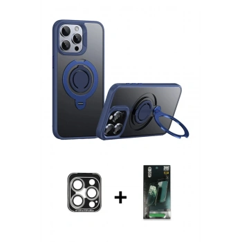 MARSİLYAN™- iPhone 15 Pro Max Kılıf Zirve Çizgi Prime - Siyah 360 Mat Full Body Arka Koruyucu + PVD Metal Kamera Lens - GS