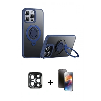 MARSİLYAN™- iPhone 15 Pro Max Kılıf Zirve Çizgi Prime - Siyah 3D Antistatik Mat Seramik Nano Ekran Koruyucu + PVD Metal Kamera Lens - LT