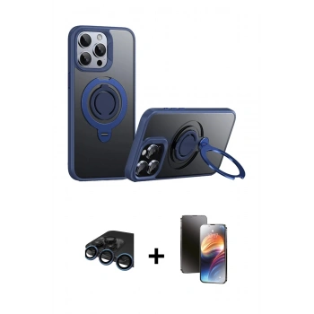 MARSİLYAN™- iPhone 15 Pro Max Kılıf Zirve Çizgi Prime - Siyah 3D Antistatik Mat Seramik Nano Ekran Koruyucu + Raze Metal Kamera Lens - LT