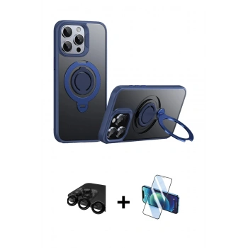 MARSİLYAN™- iPhone 15 Pro Max Kılıf Zirve Çizgi Prime - Siyah 3D Antistatik Seramik Nano Ekran Koruyucu + Raze Metal Kamera Lens - SH