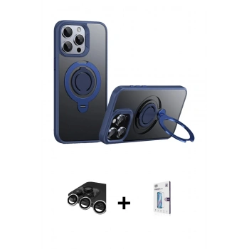 MARSİLYAN™- iPhone 15 Pro Max Kılıf Zirve Çizgi Prime - Siyah Bilvis 0.18mm Plus Cam Ekran Koruyucu + Raze Metal Kamera Lens - GS