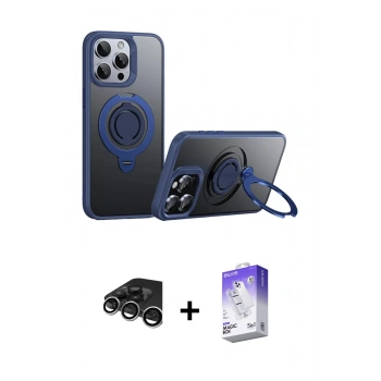 MARSİLYAN™- iPhone 15 Pro Max Kılıf Zirve Çizgi Prime - Siyah Bilvis 5in1 3D Magic Cam Ekran Koruyucu + Raze Metal Kamera Lens - GS