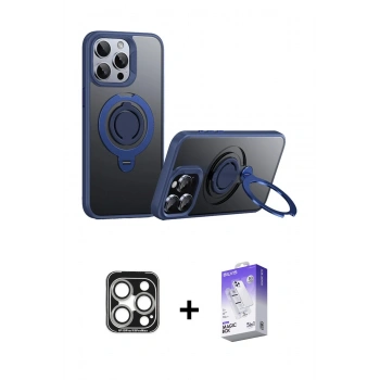 MARSİLYAN™- iPhone 15 Pro Max Kılıf Zirve Çizgi Prime - Siyah Bilvis 5in1 3D Magic Cam Ekran Koruyucu + PVD Metal Kamera Lens - GS
