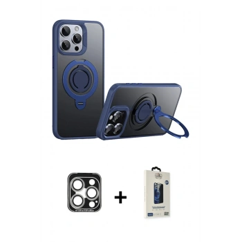 MARSİLYAN™- iPhone 15 Pro Max Kılıf Zirve Çizgi Prime - Siyah Bilvis Hayalet Cam Ekran Koruyucu + PVD Metal Kamera Lens - GS
