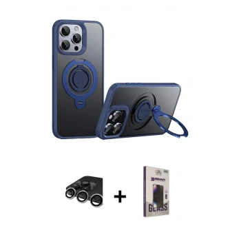 MARSİLYAN™- iPhone 15 Pro Max Kılıf Zirve Çizgi Prime - Siyah Bilvis Hayalet Cam Ekran Koruyucu + Raze Metal Kamera Lens - GS