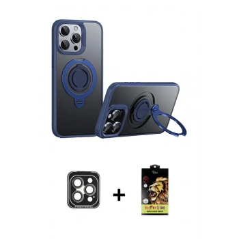 MARSİLYAN™- iPhone 15 Pro Max Kılıf Zirve Çizgi Prime - Siyah Buffer Cam Ekran Koruyucu + PVD Metal Kamera Lens - GI