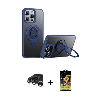 MARSİLYAN™- iPhone 15 Pro Max Kılıf Zirve Çizgi Prime - Siyah Buffer Cam Ekran Koruyucu + Raze Metal Kamera Lens - GS