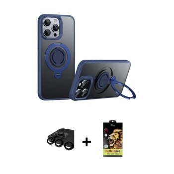 MARSİLYAN™- iPhone 15 Pro Max Kılıf Zirve Çizgi Prime - Siyah Buffer Cam Ekran Koruyucu + Raze Metal Kamera Lens - SH