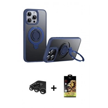 MARSİLYAN™- iPhone 15 Pro Max Kılıf Zirve Çizgi Prime - Siyah Buffer Cam Ekran Koruyucu + Raze Metal Kamera Lens - TMGI