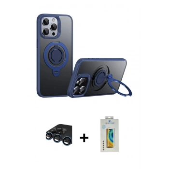 MARSİLYAN™- iPhone 15 Pro Max Kılıf Zirve Çizgi Prime - Siyah Polymer Nano Ekran Koruyucu + Raze Metal Kamera Lens - LT