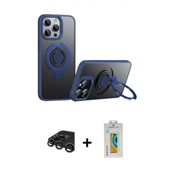 MARSİLYAN™- iPhone 15 Pro Max Kılıf Zirve Çizgi Prime - Siyah Polymer Nano Ekran Koruyucu + Raze Metal Kamera Lens - TMGI