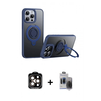 MARSİLYAN™- iPhone 15 Pro Max Kılıf Zirve Çizgi Prime - Siyah Vanessa Magic Hayalet Cam + PVD Metal Kamera Lens - TU