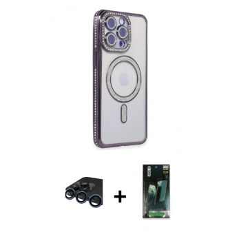 MARSİLYAN™- iPhone 15 Pro Max Kılıf Zirve Doku Prime - Siyah 360 Mat Full Body Arka Koruyucu + Raze Metal Kamera Lens - LT