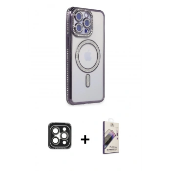 MARSİLYAN™- iPhone 15 Pro Max Kılıf Zirve Doku Prime - Siyah Bilvis 3D Mat Cam Ekran Koruyucu + PVD Metal Kamera Lens - GI