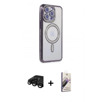 MARSİLYAN™- iPhone 15 Pro Max Kılıf Zirve Doku Prime - Siyah Bilvis 3D Mat Cam Ekran Koruyucu + Raze Metal Kamera Lens - SH